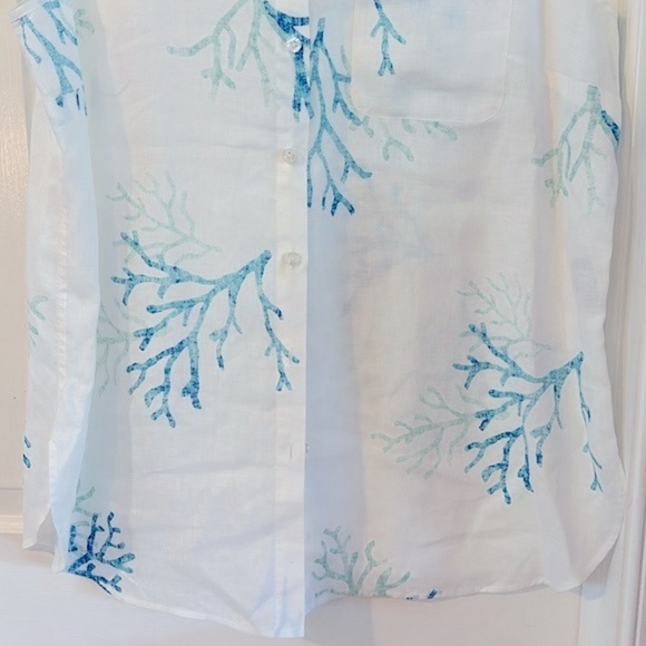 NWOT Women’s Chico’s 100% Linen Coral Print Sleeveless Button-Down Tunic 16/18 - Picture 5 of 11